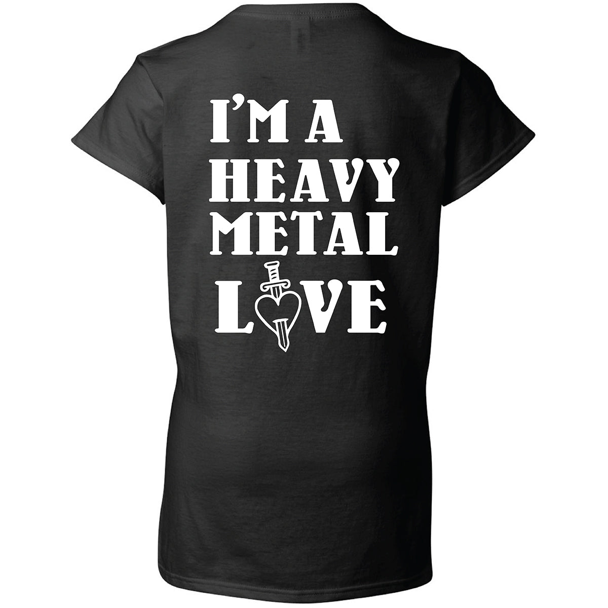 Heavy Metal Love Black Ladies V Neck Tee